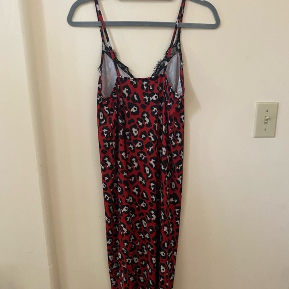 Zara Basic Leopard Cheetah Print Red and Black Nightgown Slip Dress Lace S - Picture 5 of 12